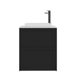 Royal Bathrooms Royal Bathroom Elmore 700mm Matt Nocturne Black Freestanding Countertop Bathroom Vanity Unit 2 Drawer With Qubix Basin - thumbnail 7
