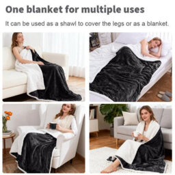 Aspire Homeware Black Sherpa Fleece Sofa Throw Blanket, Single (L)150Cm X (W)130Cm - thumbnail 3
