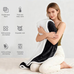 Aspire Homeware Black Sherpa Fleece Sofa Throw Blanket, Single (L)150Cm X (W)130Cm - thumbnail 5