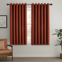 Ameha Rust Linen 100%blackout Eyelet Curtain Energy Efficient Thermal Insulated Window Curtain Pair 46X54' For Bedroom Curtain - thumbnail 1