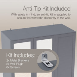 Lassic Vida Designs Altino 3 Piece Bedroom Set (2 Drawer Bedside, 4 Drawer Chest, 3 Door 2 Drawer Wardrobe), Grey - thumbnail 6