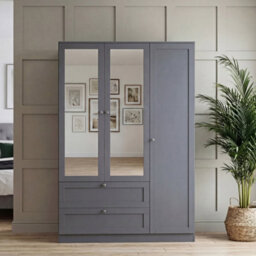 Lassic Vida Designs Altino 3 Piece Bedroom Set (2 Drawer Bedside, 4 Drawer Chest, 3 Door 2 Drawer Wardrobe), Grey - thumbnail 2
