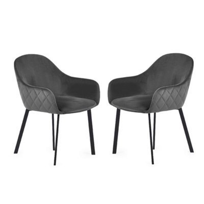 Oakham Valencia Premium Grey Velvet Dining Chairs - Set Of 2 - image 1