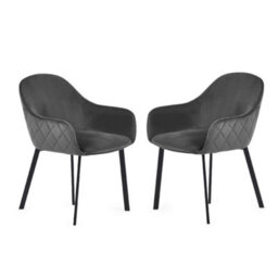 Oakham Valencia Premium Grey Velvet Dining Chairs - Set Of 2 - thumbnail 1