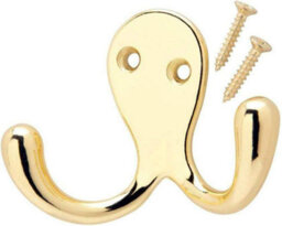 Fort Fasteners Robe Hooks Twin Brass Plated Pack Of 2 - thumbnail 1