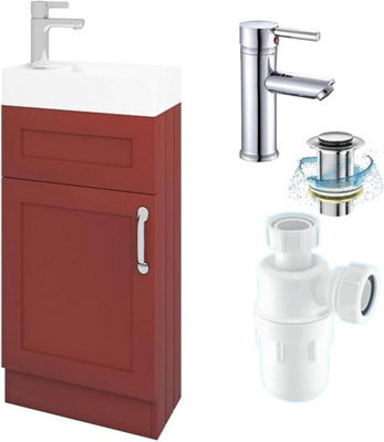 Belofay 400mm Bathroom Vanity Unit With White Ceramic Bathroom Sink With Trap And Waste, No Tap Included(Crawley Terracotta) - image 1