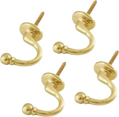 SISI UK Curtain Holdbacks Brass Tie Back Hooks For Curtains U Shaped Ball End Hooks For Curtains Clothes Hanger Pack Of 4 - image 1