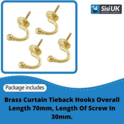 SISI UK Curtain Holdbacks Brass Tie Back Hooks For Curtains U Shaped Ball End Hooks For Curtains Clothes Hanger Pack Of 4 - thumbnail 2