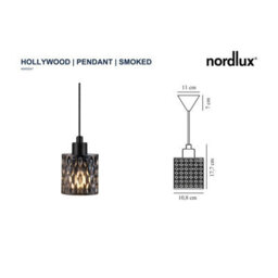 Nordlux Hollywood Glass Pendant Light Retro Black,mains - thumbnail 6