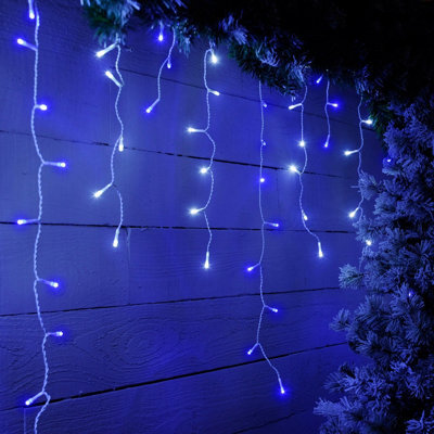 Festive 11.8M Indoor & Outdoor Snowing Effect Icicle Christmas Lights 480 Blue & White Leds - image 1