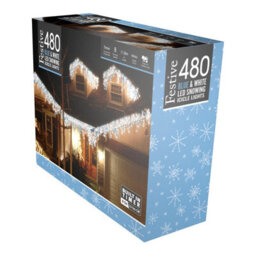 Festive 11.8M Indoor & Outdoor Snowing Effect Icicle Christmas Lights 480 Blue & White Leds - thumbnail 2