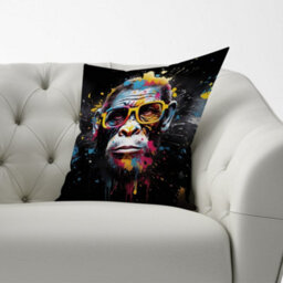 Warren Reed Designer Coloured Splashart Monkey Face Cushions 60Cm X 60Cm - thumbnail 2