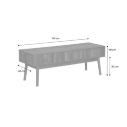 Sweeek. 115Cm Tv Unit Grooved Wood Detail 2 Doors Linear Dark Wood Colour 115X40X48 Cm - thumbnail 9