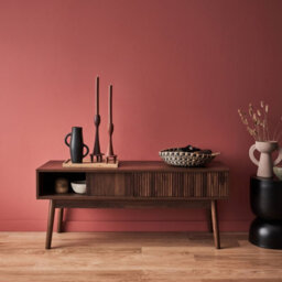 Sweeek. 115Cm Tv Unit Grooved Wood Detail 2 Doors Linear Dark Wood Colour 115X40X48 Cm - thumbnail 3