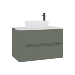Royal Bathrooms Venice 800mm Sage Green Wall Mounted Bathroom Countertop Vanity Unit 2 Drawer With Peak Basin - thumbnail 7