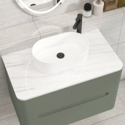 Royal Bathrooms Venice 800mm Sage Green Wall Mounted Bathroom Countertop Vanity Unit 2 Drawer With Peak Basin - thumbnail 6