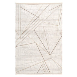 Loomed Natural Beige Super Soft Geometric Fringed Area Rug 120X170Cm - thumbnail 1