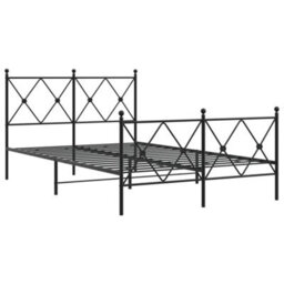 Berkfield Metal Bed Frame Without Mattress With Footboard Black 120X200Cm - thumbnail 3