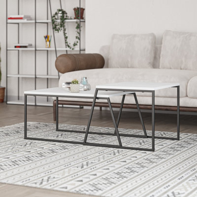 Decortie Pal Modern Coffee Table 88Cm Multipurpose Open Shelf White Living Room H 38Cm - image 1