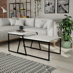 Decortie Pal Modern Coffee Table 88Cm Multipurpose Open Shelf White Living Room H 38Cm - thumbnail 7
