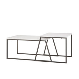 Decortie Pal Modern Coffee Table 88Cm Multipurpose Open Shelf White Living Room H 38Cm - thumbnail 2