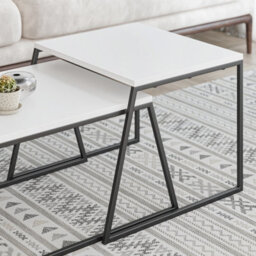 Decortie Pal Modern Coffee Table 88Cm Multipurpose Open Shelf White Living Room H 38Cm - thumbnail 8