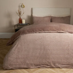 OHS Faux Fur Ribbed Fleece Duvet Cover Bedding Set, Mink - Double - thumbnail 6
