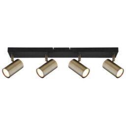 Luminosa Lighting Luminosa Robby Ceiling Spotlight Bar Matt Black, Gold 4X Gu10 - thumbnail 3