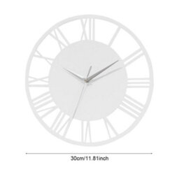 Living And Home White Wall Clocks Roman Numeral Non Ticking Battery Operated  For Home 300mm (D) - thumbnail 5