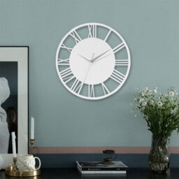 Living And Home White Wall Clocks Roman Numeral Non Ticking Battery Operated  For Home 300mm (D) - thumbnail 3