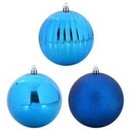 Vidaxl Christmas Bauble Set Xxl 3 Pcs Blue Plastic - thumbnail 2