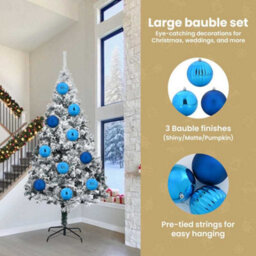 Vidaxl Christmas Bauble Set Xxl 3 Pcs Blue Plastic - thumbnail 7