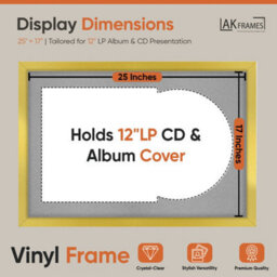 "AK Frames 25X17"" Gold Sleek Vinyl Record Frame With Silver Mount For 12 Inch Lp Cover & Disc - Overlapped Design" - thumbnail 2