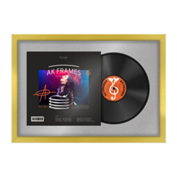 "AK Frames 25X17"" Gold Sleek Vinyl Record Frame With Silver Mount For 12 Inch Lp Cover & Disc - Overlapped Design" - thumbnail 1