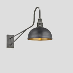 Industville Long Arm Dome Wall Light, 8 Inch, Pewter & Brass, Pewter Holder - thumbnail 1