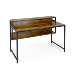 120 Cm Office Desk With Monitor Stand Computer Desk With Storage Shelf - thumbnail 4