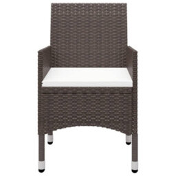 Berkfield 3 Piece Garden Bistro Set Poly Rattan And Tempered Glass Brown - thumbnail 5