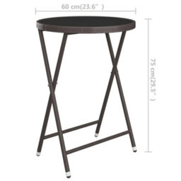 Berkfield 3 Piece Garden Bistro Set Poly Rattan And Tempered Glass Brown - thumbnail 9