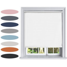 Lister Cartwright Blackout Plain Roller Blinds Windows Blind Child Safety Included (White, 90 Cm Width X 160 Cm Drop)