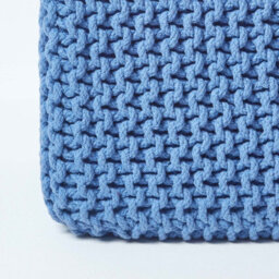 Homescapes Blue Cube Cotton Knitted Pouffe Footstool - thumbnail 4
