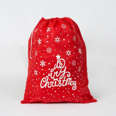 Shatchi Large Felt Santa Sack Snowman/snowflake Stocking Xmas Gifts Presents Printed Bag Merry Christmas, 5Pcs - image 1