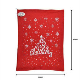 Shatchi Large Felt Santa Sack Snowman/snowflake Stocking Xmas Gifts Presents Printed Bag Merry Christmas, 5Pcs - thumbnail 4