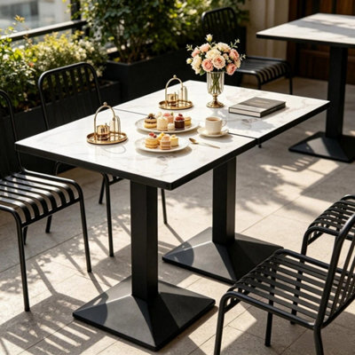 Modern Marble Rectangle Indoor Dining Table With Metal Legs Home Kitchen Bistro - image 1