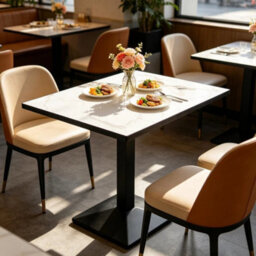 Modern Marble Rectangle Indoor Dining Table With Metal Legs Home Kitchen Bistro - thumbnail 3