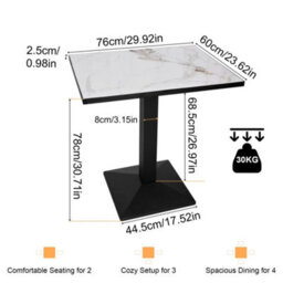 Modern Marble Rectangle Indoor Dining Table With Metal Legs Home Kitchen Bistro - thumbnail 2