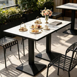 Modern Marble Rectangle Indoor Dining Table With Metal Legs Home Kitchen Bistro - thumbnail 1