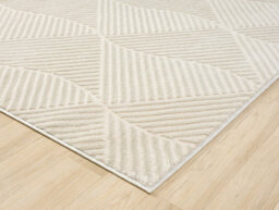 Vellure Modern Indoor Living Room Area Rug Embossed Metallic Sheen Pyramid Design Cream 160X230 Cm - thumbnail 5