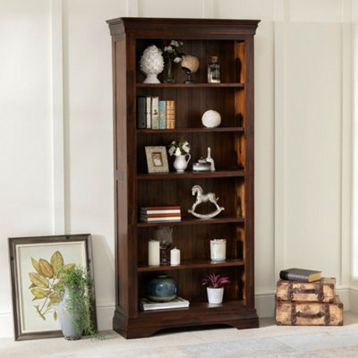 The Furniture Market French Hardwood Mahogany Stained Large Tall Bookcase - image 1