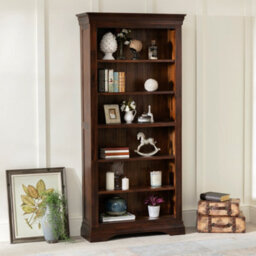 The Furniture Market French Hardwood Mahogany Stained Large Tall Bookcase - thumbnail 1