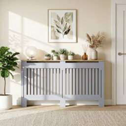 Homcom Radiator Cover Painted Slatted Mdf Cabinet Lined Grill 172X19X81Cm - thumbnail 8